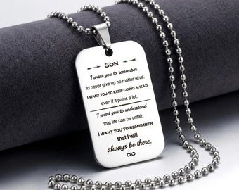 Personalised DogTag Necklace Christian Jewelry Easter Gift For Son To my Son Teen Boy Gift Custom Necklace Gift From Mom Engraved Necklace