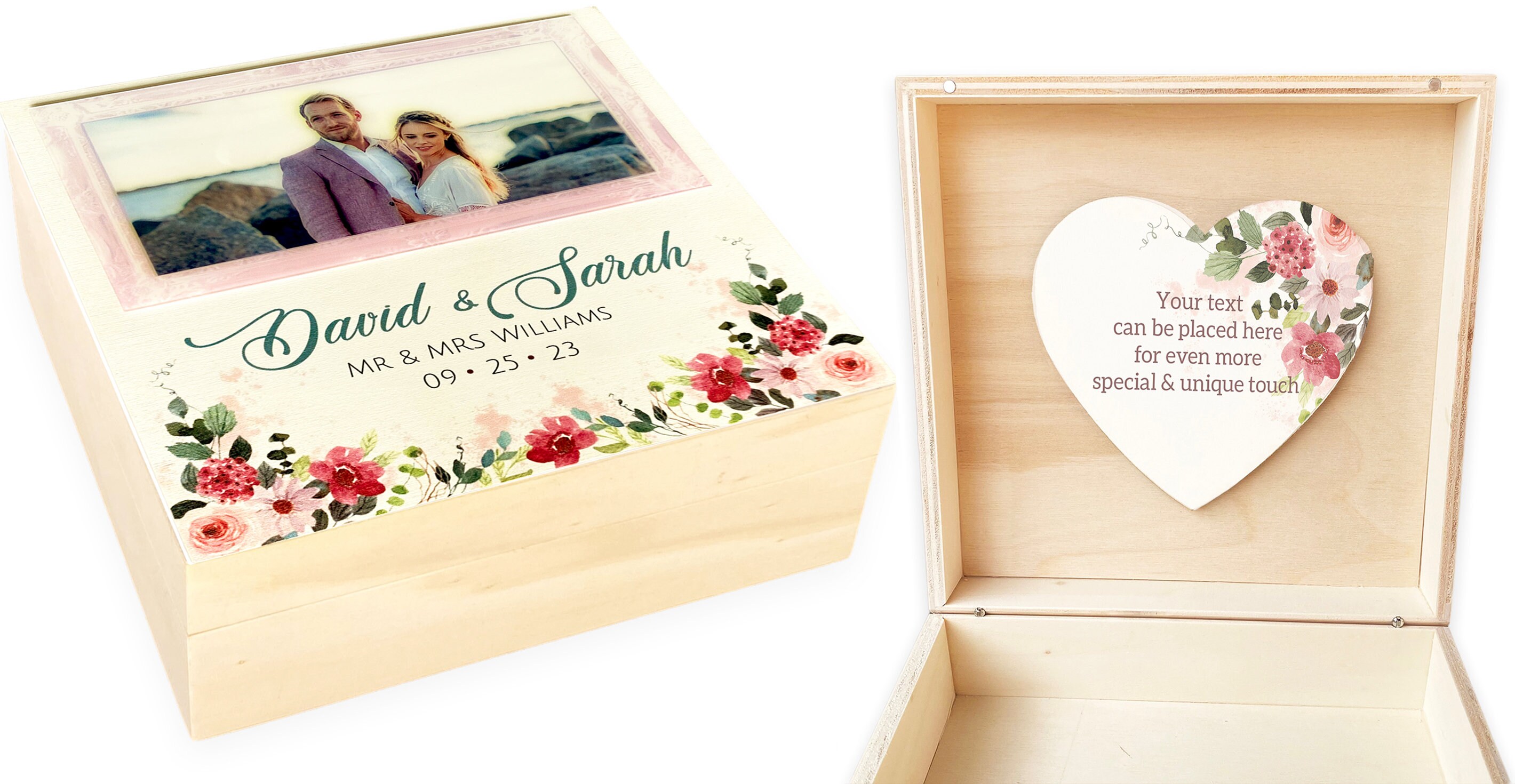 Personalized Wedding Keepsake Box for Couples - Custom Memory Box With ...