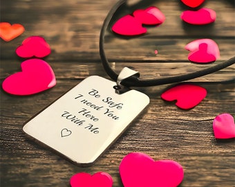 Collana personalizzata per uomo Regalo di San Valentino per lui Fidanzato Marito Uomo Regalo Collana in pelle personalizzata Dogtag Regalo di anniversario in pelle