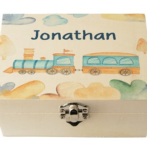 Jungen Geschenke personalisierte Holz Andenken Box Zug Thema Junge Geburtstag Geschenk für Jungen Benutzerdefinierte Namen Geschenk Erinnerungsbox Andenken Box mit Namen