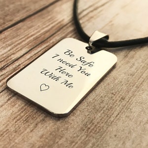 Mens Necklace Personalized, Dog Tag Necklace, Long Distance Relationship Gift For Boyfriend