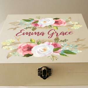 Boîte souvenir shabby chic - Boîte à souvenirs personnalisée Boîte à souvenirs en bois Boîte à cartes Coffre en bois Boîte à souvenirs Nom personnalisé Idée cadeau unique