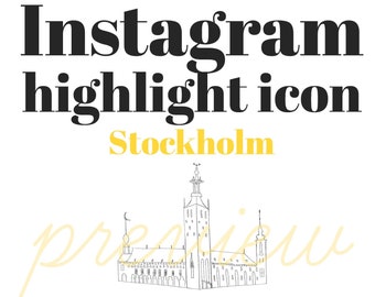 Stockholm Sweden Icon, landmark sketch, Instagram Highlight Cover, Instagram Stories, Hand Drawn Illustration, Instagram Cover Images