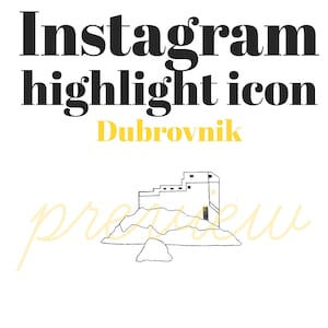 Dubrovnik Croatia Icon, Instagram Highlight Cover, Instagram Stories, Hand Drawn Illustration, Instagram Cover Images