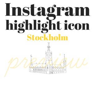 Stockholm Sweden Icon, landmark sketch, Instagram Highlight Cover, Instagram Stories, Hand Drawn Illustration, Instagram Cover Images