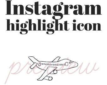 Vliegtuig pictogram, Markeer cover Instagram, vliegtuig, Instagramverhalen, hand getekende illustratie, Instagram sjabloon, Instagram cover, JPG, PNG