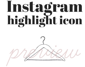 Kleding hanger pictogram, Markeer cover Instagram, verhalen, hand getekende illustratie, Instagram sjabloon, Instagram cover beelden, JPG, PNG