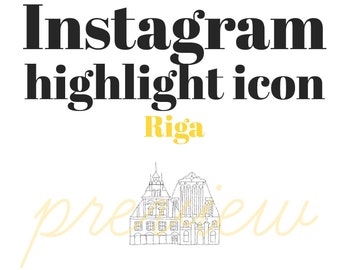 Riga Latvia Icon, landmark sketch, Instagram Highlight Cover, Instagram Stories, Hand Drawn Illustration, Instagram Cover Images