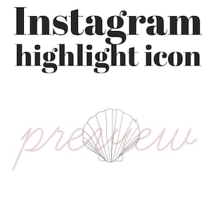Seashell beach Icon, Highlight Cover for Instagram, Instagram Stories, Hand Drawn Illustration, Instagram Template, Instagram Cover Images