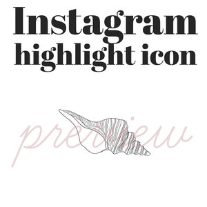 Conch Shell Icon, PET evidenziare Cover per Instagram, Instagram Stories, illustrazione disegnata a mano, modello Instagram, Instagram cover images