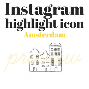 Amsterdam Netherlands Icon, Instagram Highlight Cover, Instagram Stories, Hand Drawn Illustration, Instagram Cover Images