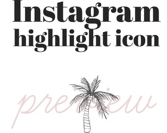 Palm Tree icon, Markeer cover Instagram, Instagramverhalen, hand getekende illustratie, Instagram sjabloon, Instagram cover beelden, JPG, PNG