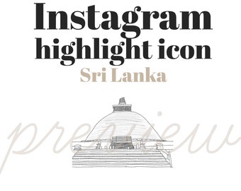 Sri Lanka Instagram Icon, Story Highlight, Hand Drawn Anuradhapura Temple Icon, Instagram Template, Instagram Cover Images