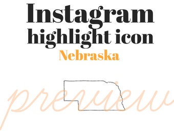 Nebraska State icon, Instagram Highlight Cover, IG Story Icons, Hand Drawn Illustration, Template, Instagram Cover Image