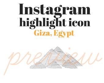 Egypt Instagram Icon, Giza Story Highlight, Hand Drawn Pyramids Icon, Instagram Template, Instagram Cover Images