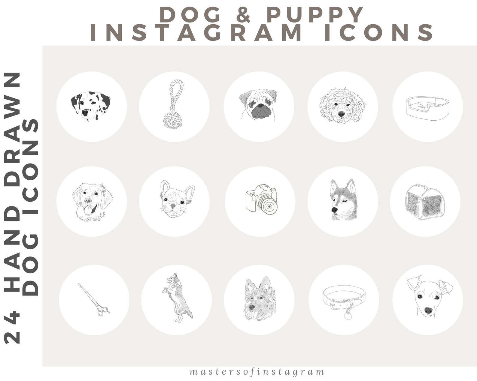Instagram Dog Highlight Icons 24 Hand Drawn Dog Instagram - Etsy