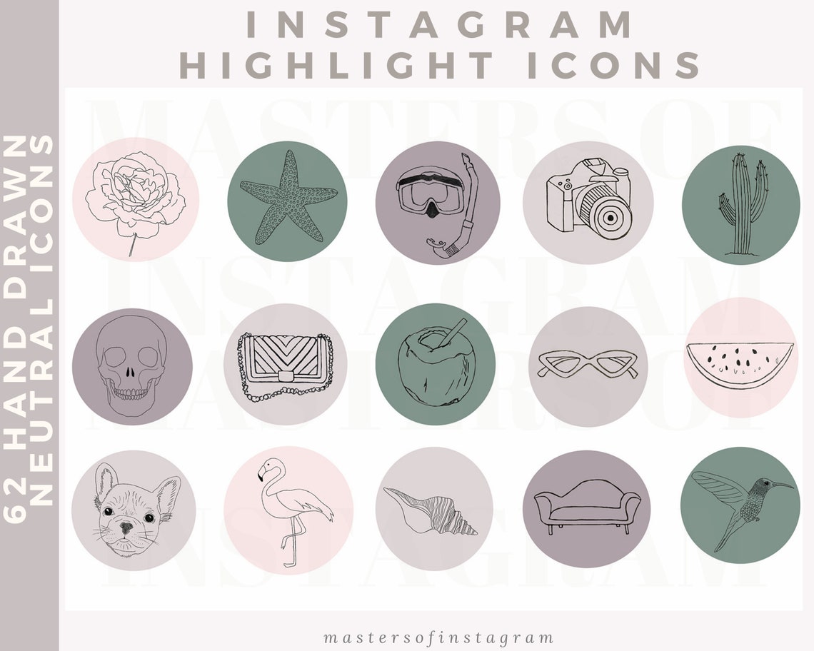 Neutral Instagram Icons Hand Drawn Instagram Highlight Icons | Etsy
