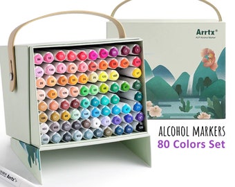 Marqueurs d’alcool 80 couleurs vives - Alcohol Marker Pen Set Dual Tips Markers Coloring