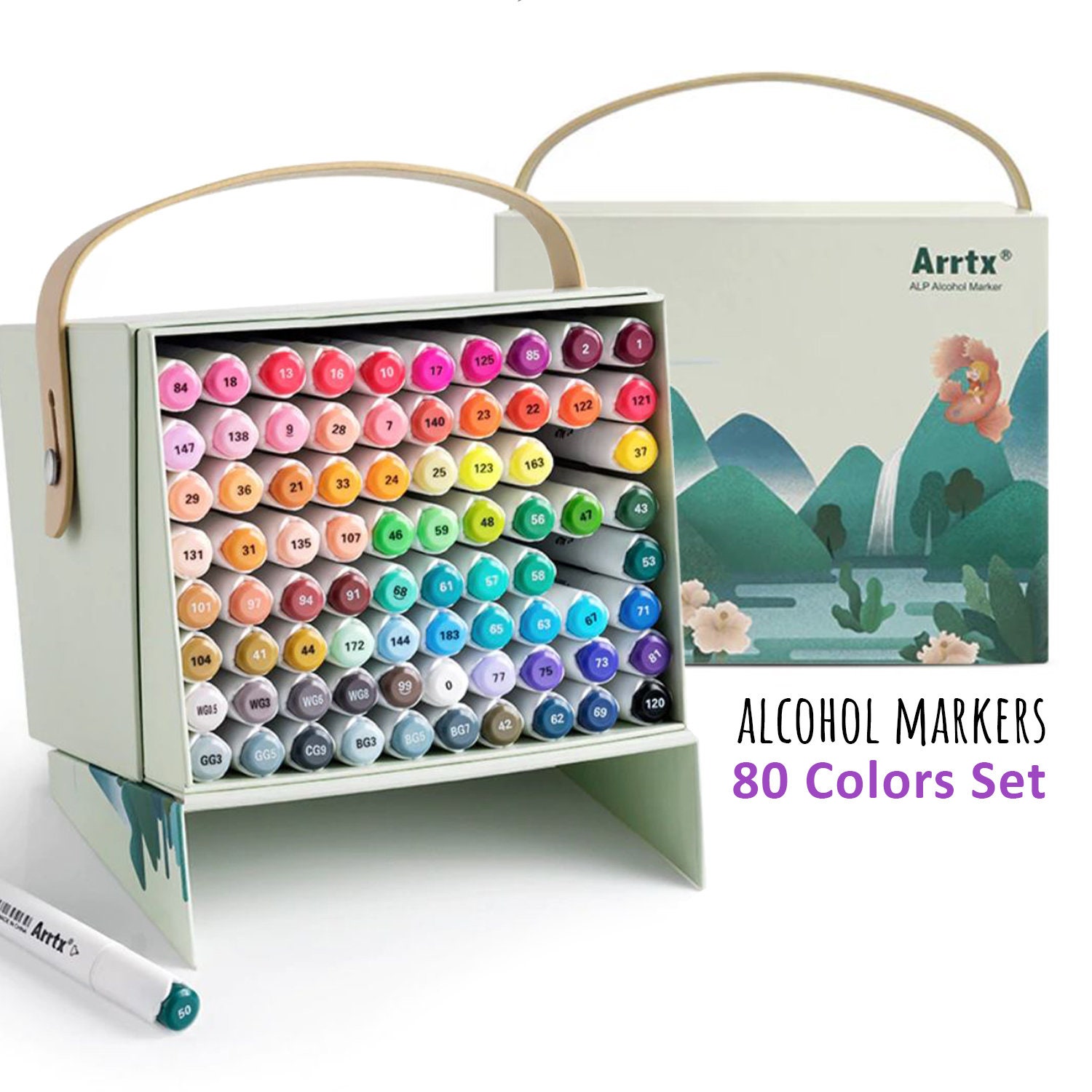 Colorya 40 Art Markers for Artists- Alcohol Markers with Dual-Tip + Carry Bag Included - Alcohol Pens for Coloring Books for Adults, Drawing, Sketchin