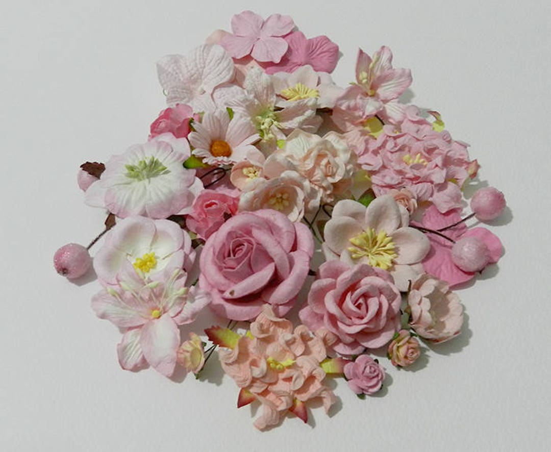 50 Mixed Size of Pink Handmade Mulberry Paper Flowers - Etsy