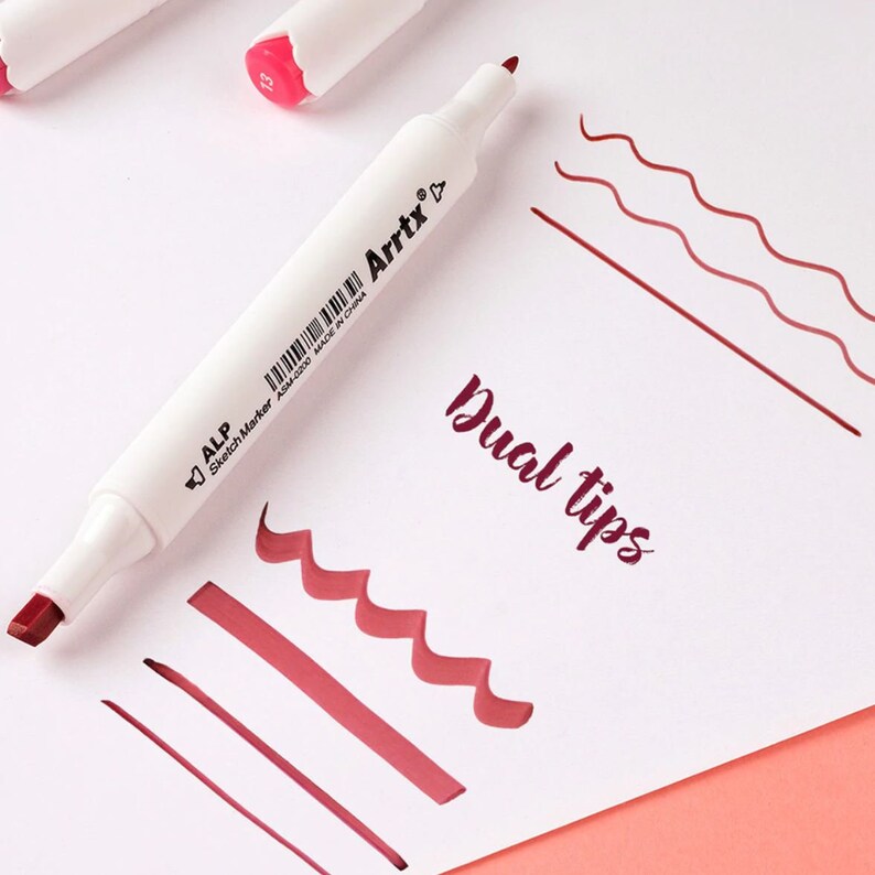 Alcohol Marker Set Red Tone 24 Colors Alcohol Marker Pen Set Etsy