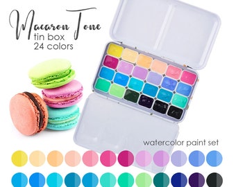 Watercolor Paint macaroon tone 24 Color Tin Box Solid Water Color Paint for Cartoon & Portraits Painting Drawing Art Supplies