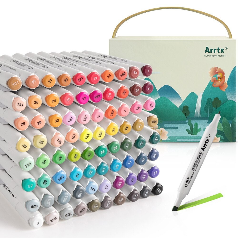 Arrtx ALP 90 Colors Alcohol Marker Set Dual Tip Marker Set for