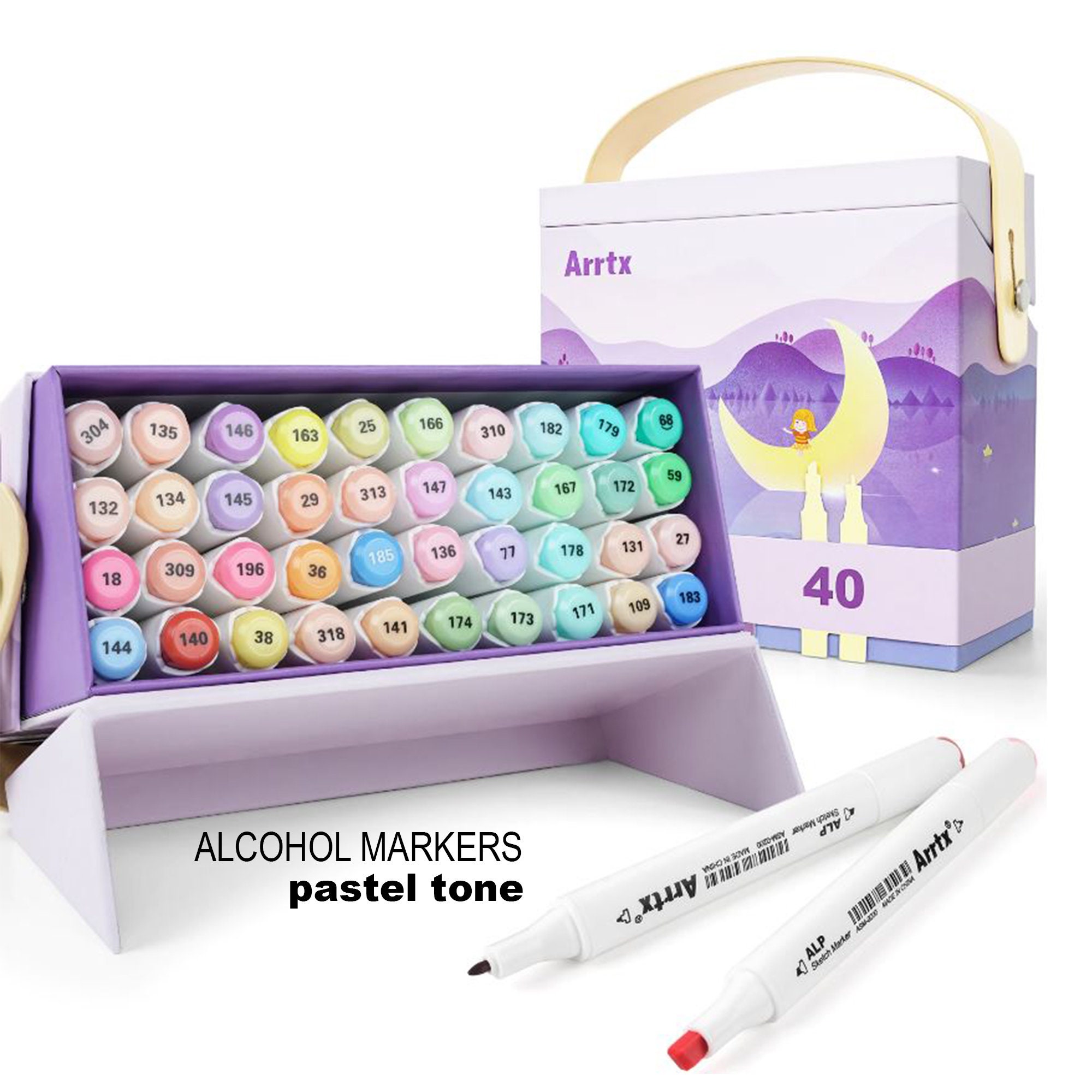 Alcohol Markers Pastel Tone Arrtx 40 Pastel Colors Marker Set Stable and  Durable Ink Permanent for Anime Illustration 