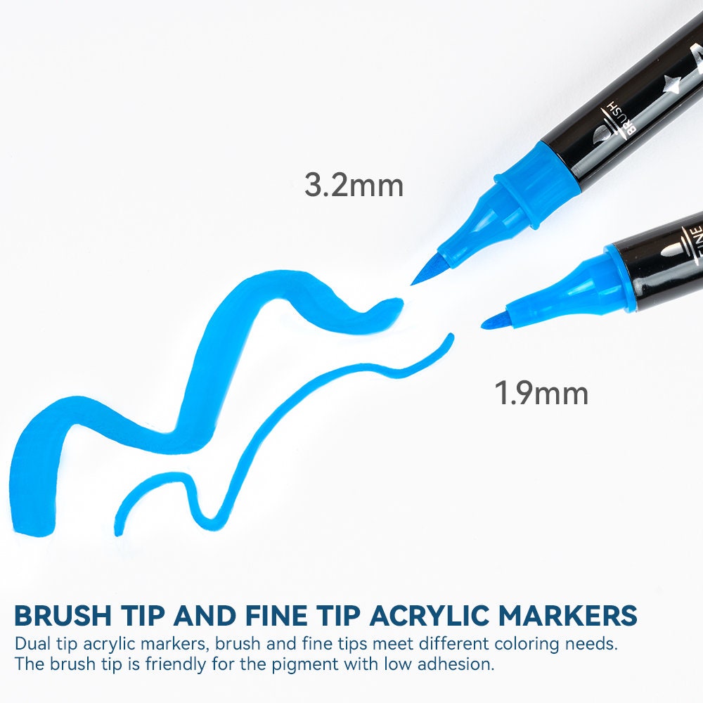 Arrtx 32 Colors Sketching Markers Dual Brush Acrylic Paint Marker Pens On  Rock Glass Canvas Metal Ceramic Mug Wood Plastic