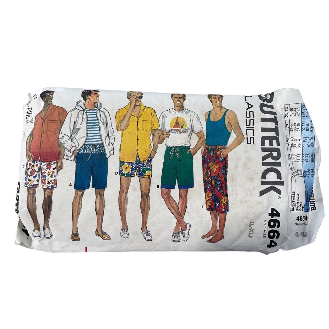 80s Butterick 4664 Sewing Pattern Size L-XL Classic Casual Shorts 1987 ...