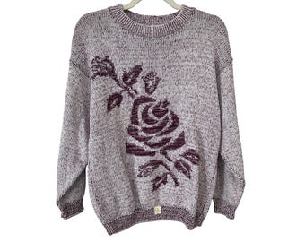Vintage 90s Sweater XL Floral Crewneck Long Sleeve Pullover Knit Deadstock NEW