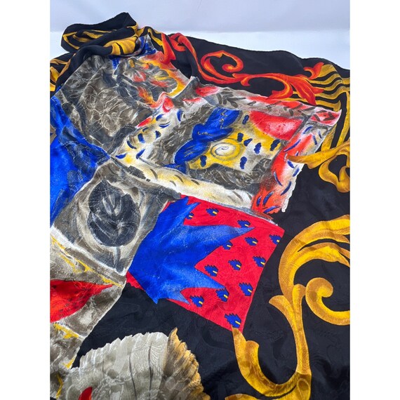 Vintage Abstract Print Square Neck Wrap Scarf Mul… - image 4