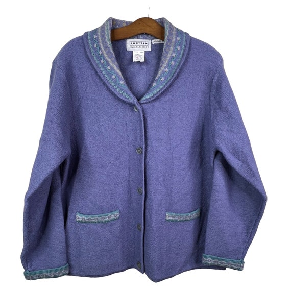 Jantzen Wool Button Front Cardigan Sweater Embroi… - image 1