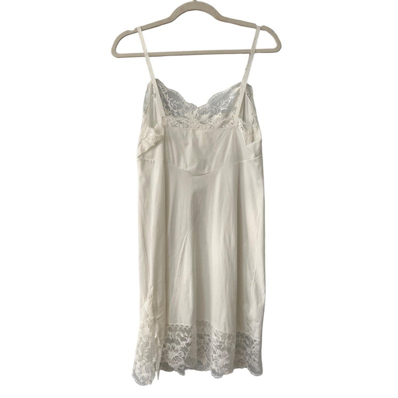 1950s Vanity Fair Lace Slip Dress | Ivory Satin & Lace Nightgown (L/XL) main image 1