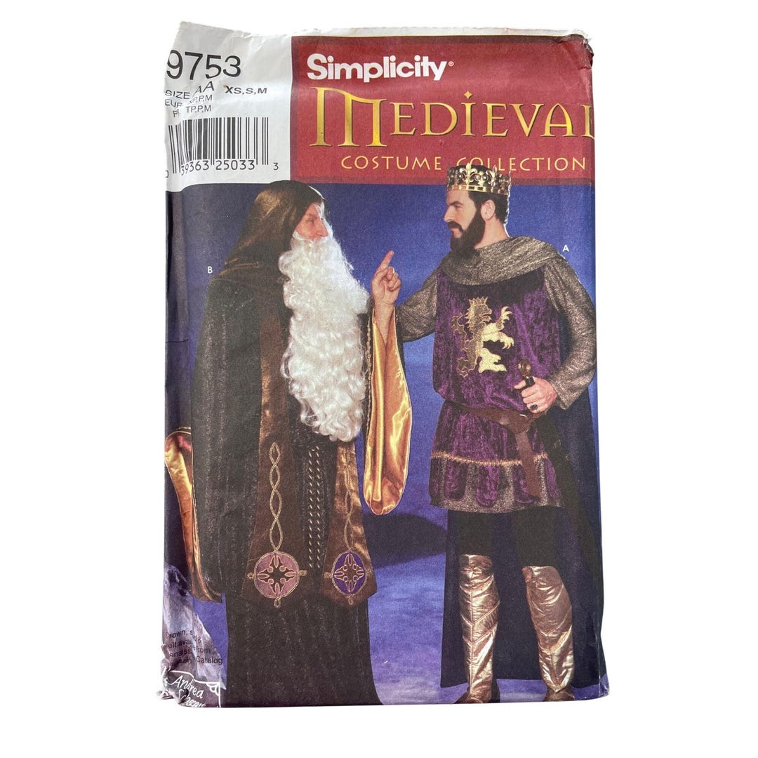 Simplicity Pattern 9753 Simplicity 9753 Sewing Pattern Size XS-M Medieval Mens Merlin Wizard ...