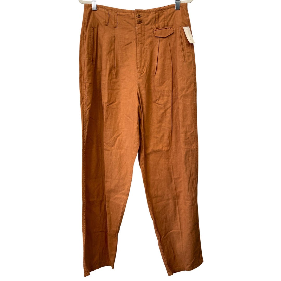 Vintage 80s Levis Dockers Pleated High Rise Pant 14 Linen Spice