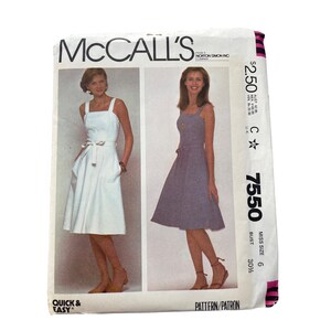 Vintage McCall’s Schnittmuster 7550 aus den 80er Jahren, Größe 6, Damen-Pullover oder Kleid, ungeschnitten