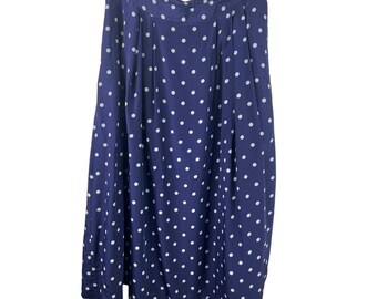 Barrie Pace Ltd. Vintage Polka Dot Midi Lined Skirt 100% Pure Silk Blue Women 14