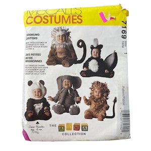 90s McCalls 7169 Costume Pattern Size 1 Skunk Lion Monkey Elephant Panda CUT