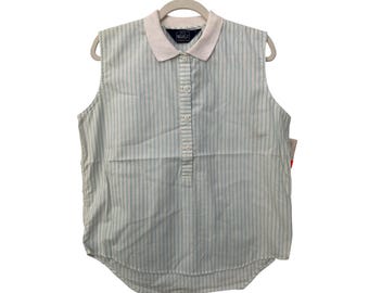 Vintage 90s Woolrich Striped Sleeveless Polo Shirt Size Large Green Preppy NEW