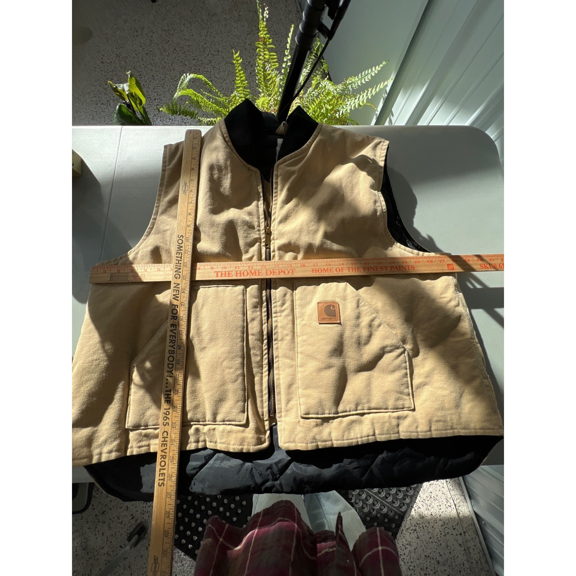 ★Carhartt Work Canvas Quilted Vest LTall Carhartt Men's Gray Polyester Fleece-lined Vest M tall at