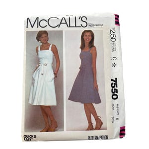 Vintage 80s McCall’s 7550 Sewing Pattern Size 6 Misses Jumper Or Dress UNCUT