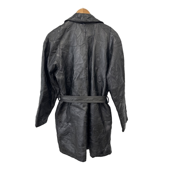 Vintage 90s Navarre Leather Italian Stone Design Genuine Trench Jacket Womens L