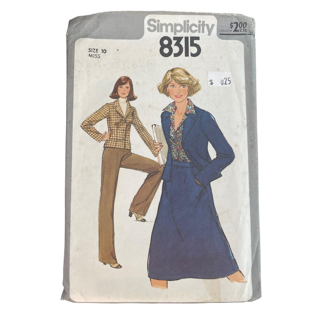 Simplicity 8315 Sewing Pattern Size 10 Unlined Jacket Skirt Pants Cut ...