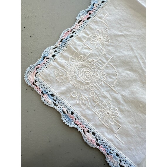 Vintage Embroidered Handkerchief Lot of 2 Scarf C… - image 4