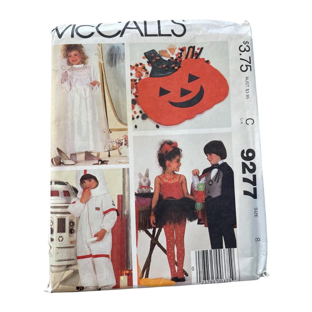 80s Mccalls 9277 Childrens Costume Sewing Pattern Size 8 Halloween ...