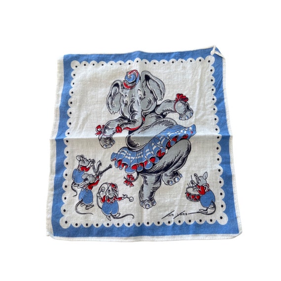 Tom Lamb Vintage Handkerchief Dancing Elephant Mi… - image 2