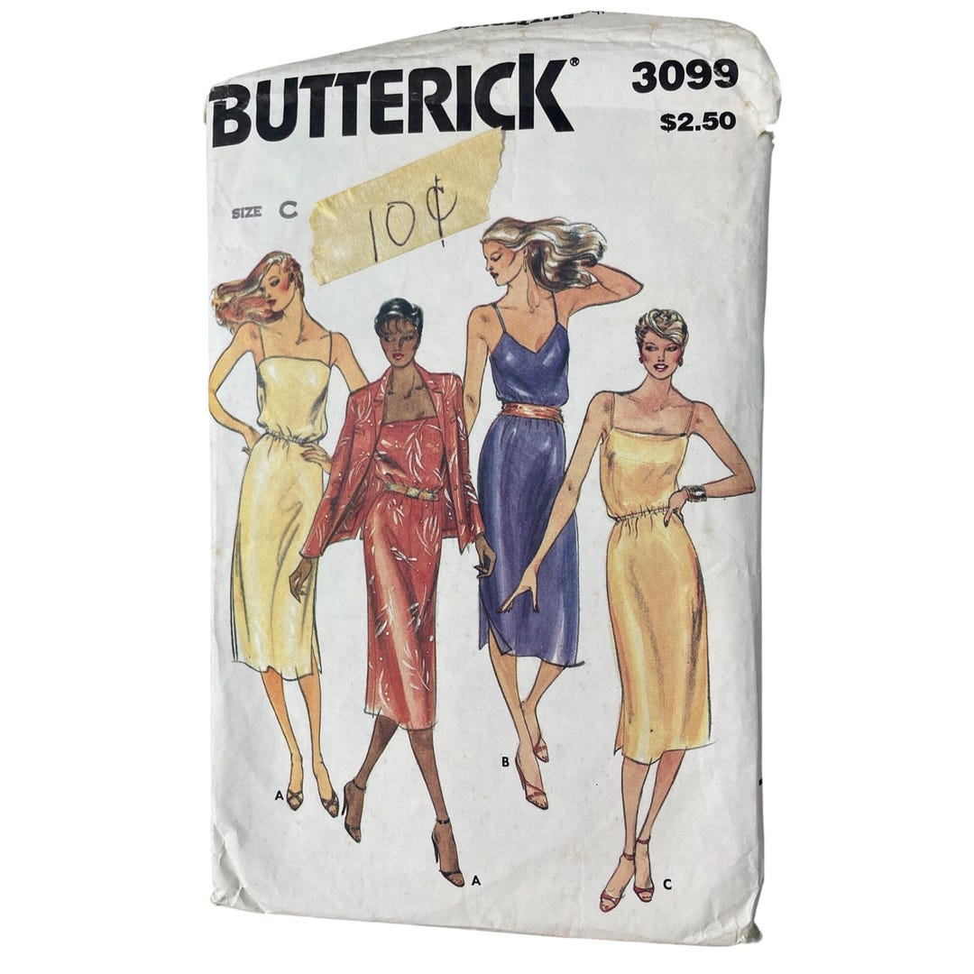 Vintage Butterick 3099 Misses Jacket & Dress Sewing Pattern Size C 12 ...