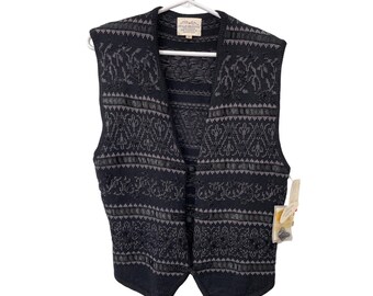 Vintage 90s Susan Bristol Sweater Vest Size Small Hand Embroidered Deadstock NEW