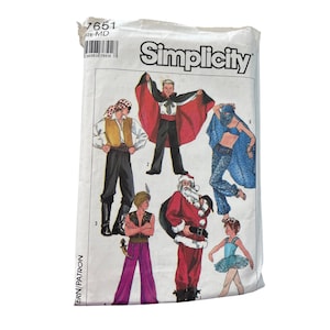 Simplicity 7651 Pattern Size Medium Costume Genie Santa Vampire Ballet Pirate CUT